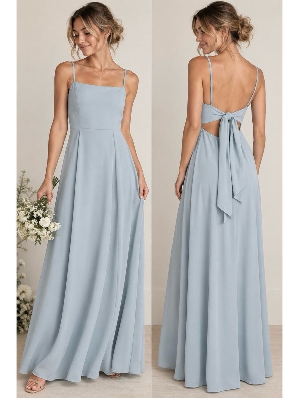 Show Me Your MuMu Pale Blue Lauren Tie Maxi Dress, Sz L